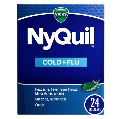 Vicks Nyquil Nighttime Cold Cough And Flu Medicine 24 Liquicaps