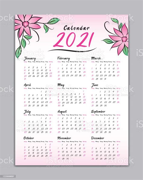 Ilustración De Plantilla Vectorial Calendario 2021 Calendario De Pared