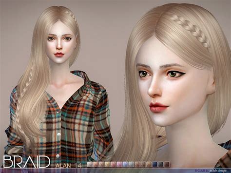 A simple 4 braid cornrow. S-Club's sclub ts4 hair Helen braid