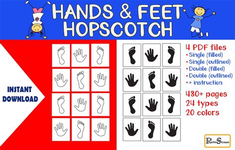 Hopscotch Game With Hands And Feet Printable Sensory Path Etsy