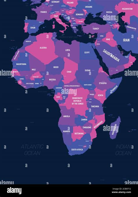 Mapa De África Mapa Político De Alto Nivel De Detalle Del Continente Africano Con Etiquetado De