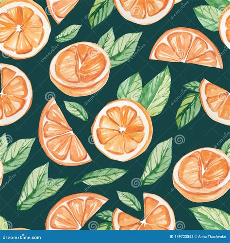 Watercolor Fruit Pattern Orange Summer Print For The Textile Fabric