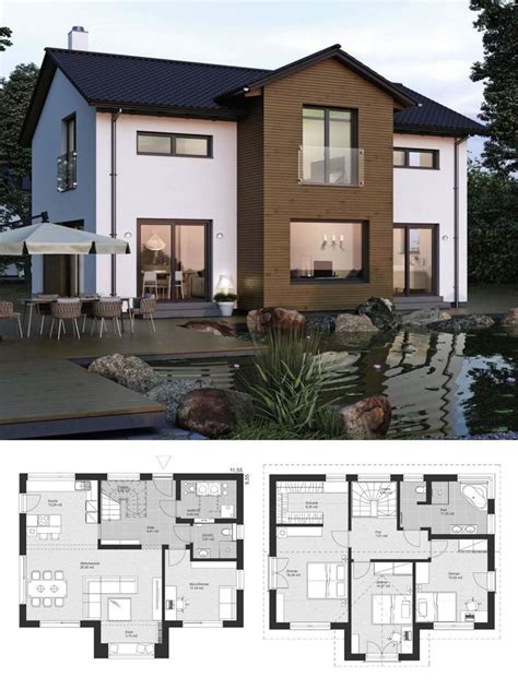 Einfamilienhaus Neubau modern Grundriss mit Satteldach ...