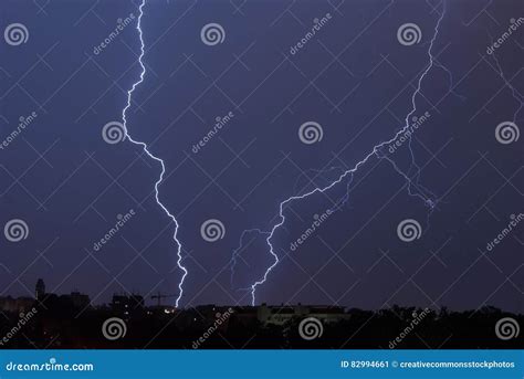 Lightning Bolt Hitting On The Ground Picture Image 82994661