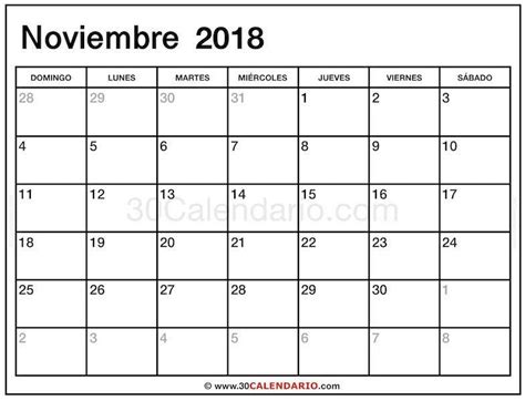 Pin En Noviembre 2018 Calendario