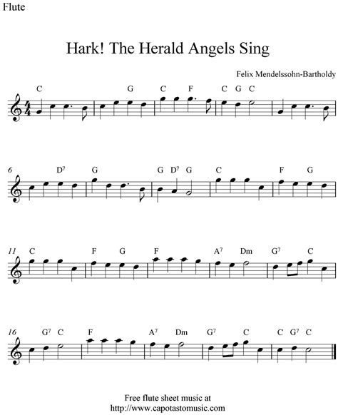 Easy Sheet Music For Beginners Hark The Herald Angels Sing Free