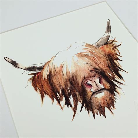 Clarebairddesigns Shared A New Photo On Etsy Highland Cow Painting