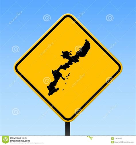 Isolated okinawa island black map outline. Okinawa Island Map On Road Sign. Stock Vector - Illustration of outline, background: 114033506
