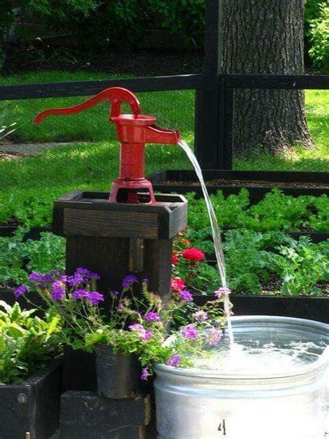 Love This Red Hand Pump Fountain Water Features In The Garden Water