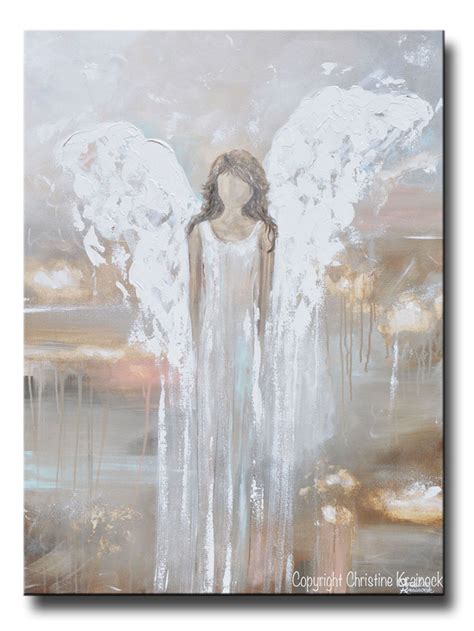 Original Abstract Angel Painting Guardian Angel Heaven Wall Art Decor