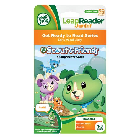 Electronic book with cute, colorful pictures of animals, food, body parts, activities, and more. LeapReader Junior - Scout & Friends | LeapReader Junior ...