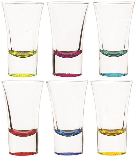 circleware conquer glass shot glass set 1 5 ounce set of 6 multi colored drinking glasses