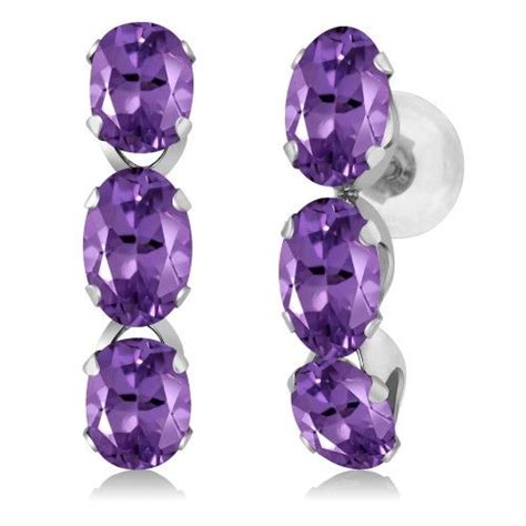 Ct Oval Purple Amethyst K White Gold Earrings Women S