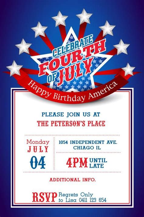 The longer paper also covered the entire covers of the books. 4th of July Printable Invitation Template - 4th July USA ...
