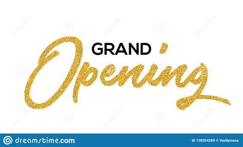 Grand Opening Gold Calligraphic Lettering Design Text. Vector Handwritten Isolated Grand Opening ...