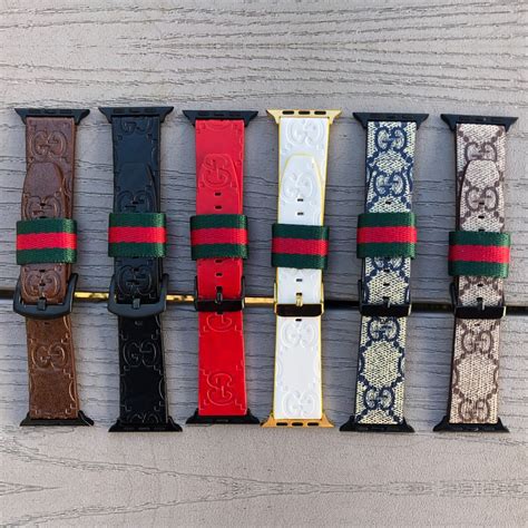 Gucci Apple Watch Band Leather Iwatch Band Luxury Classic Gg Print