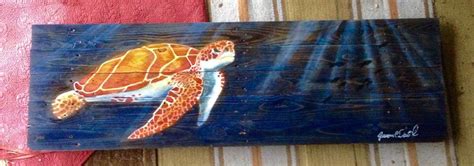 Sea Turtle Wood Stain Painting Staining Wood Painting Sea Turtle
