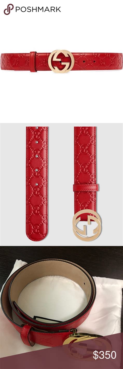 Gucci Signature Red Leather Belt Red Gucci Belt Red Leather Leather