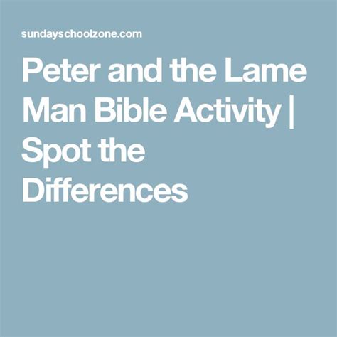 Peter And The Lame Man Bible Activity Spot The Differences Bible