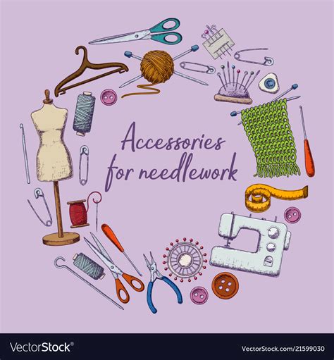 Accessories For Needlework Royalty Free Vector Image