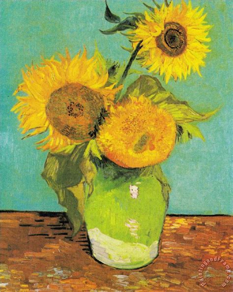 Vincent van gogh's sunflower paintings have been duplicated many times by various artists (although never reaching the vivacity and intensity of van 1. Vincent van Gogh Three Sunflowers in a Vase painting - Three Sunflowers in a Vase print for sale