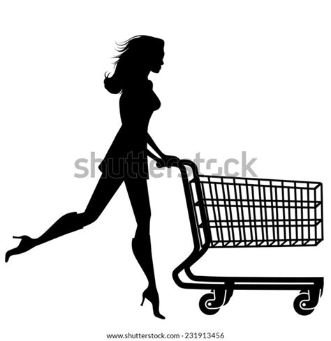 Silhouette Woman Shopping Cart Stock Illustration 231913456 Shutterstock