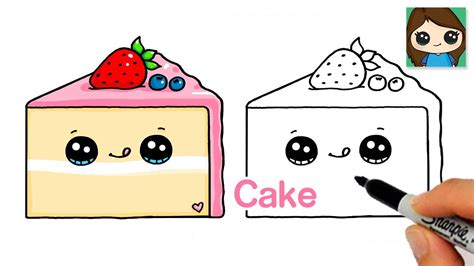 How To Draw A Cake Slice Easy 🍰 Cute Food Art Youtube