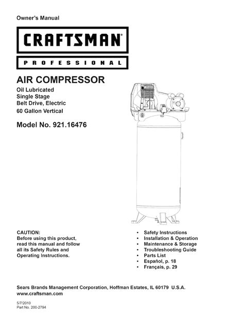 Craftsman Professional 60 Gallon Air Compressor 3 1 Rhp Vertical Tank