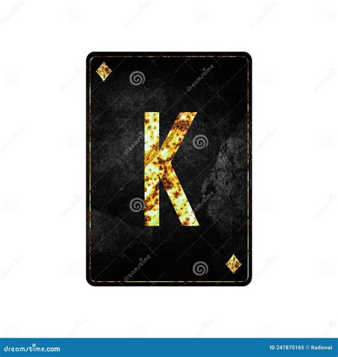 Letter K Alphabet On Vintage Playing Cards Isolated On White