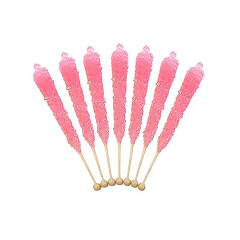 Pink Cherry Flavored Rock Candy Crystal Sticks Tub Of 36 All City Candy