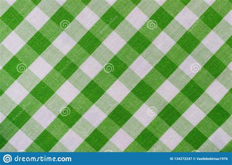 Green And White Plaid Fabric Stock Image Image Of Closeup Pattern