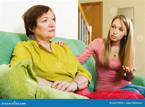 adult daughter tries reconcile with mature mother stock image image of caucasian reprove