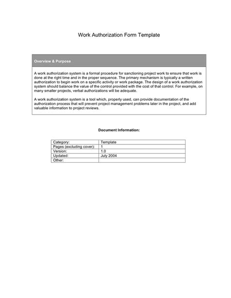 Work Authorization Form Template In Word And Pdf Form Vrogue Co