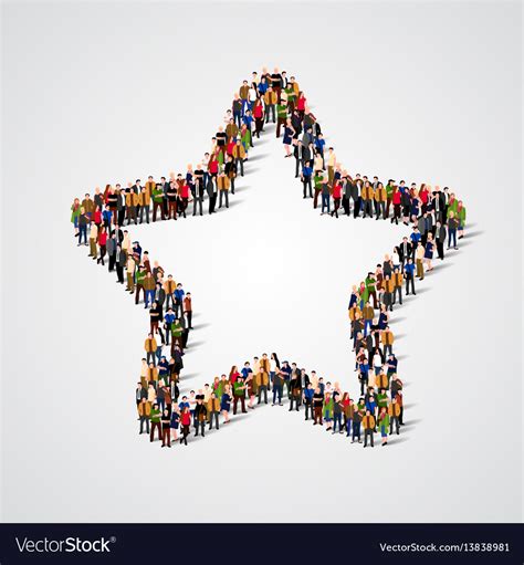 Group Of People In The Star Sign Shape Royalty Free Vector