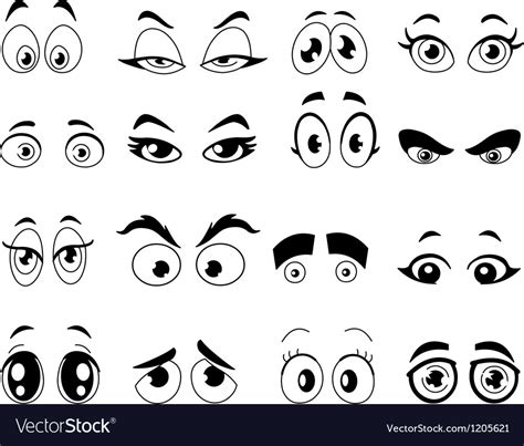 Outlined Cartoon Eyes Royalty Free Vector Image