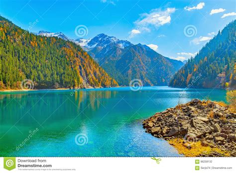 View Of Long Lake At Autumn Day Time Stock Photo Image Of Asian