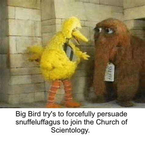 Big Bird Trys To Forcefully Persuade Snuffeluffagus To