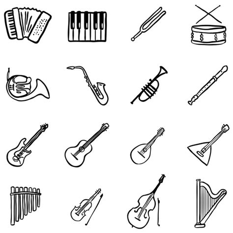 Vector Set Of 16 Musical Instruments Icons — Stock Vector © Nikiteev