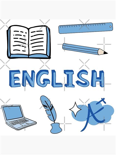 Light Blue English School Subject Sticker Pack Poster By The Goods