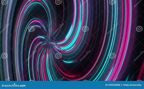 3d Rendering Abstract Neon Spiral With Reflection In The Form Of Light