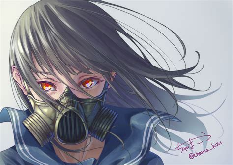 2560x1700 Anime Original Girl With Mask Chromebook Pixel