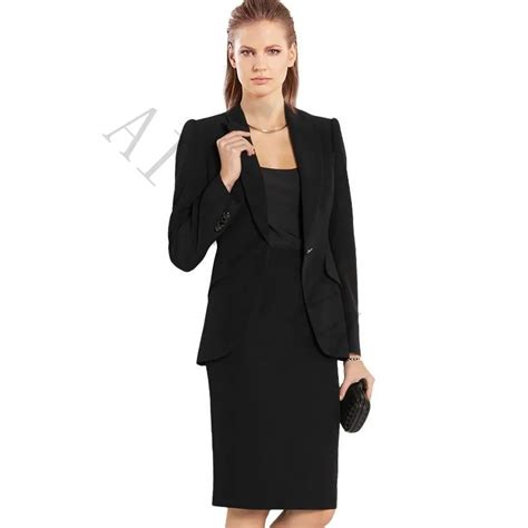 Black Women Skirt Suits Formal Business Ol Elegante Cotton Blended