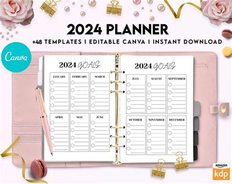 2024 Planner Dated 2024 Planner Calendar Canva Editable Templates