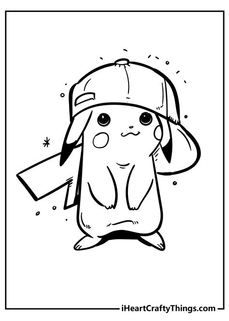 Hat With Pikachu Coloring Page For Kids Free Pikachu