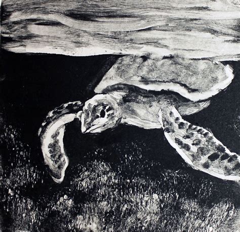 Sea Turtle Monoprint Monotype Print Monoprint By Alex Jabore Artfinder