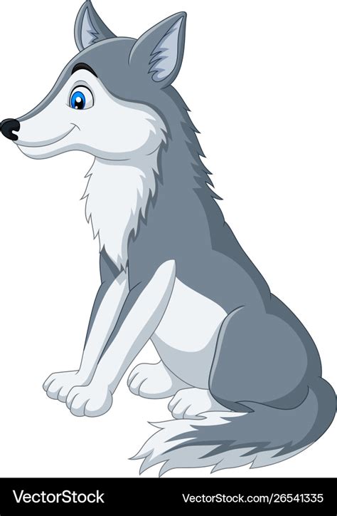 Cartoon Wolf Sitting On White Background Vector Image