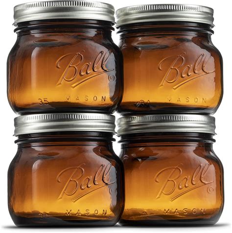 Ball Amber Glass Wide Mouth Mason Jars 16 Ozpint With