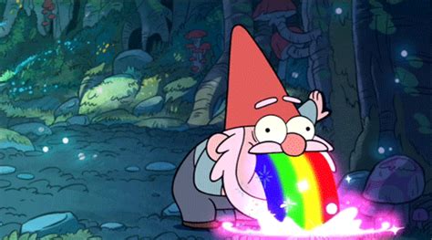 You can take any video, trim the best part, combine with other videos, add soundtrack. Puking Rainbows Gnome. | Gravity Falls | Know Your Meme