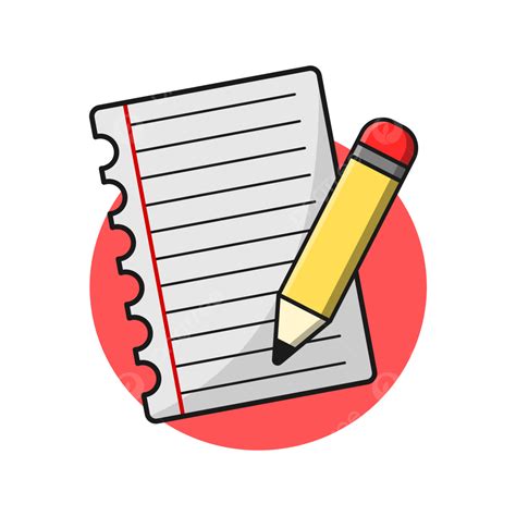 Note Paper With Pencil Illustration Cartoon Vector Pencil Note Paper