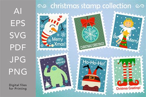 Set Of Christmas Mail Stamps Graphic By Digitaleye · Creative Fabrica